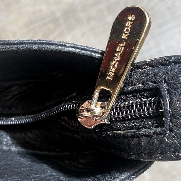 Michael Kors Black Leather Jet Set Tote Bag Shoulder Purse Classic Minimalist - Picture 10 of 12